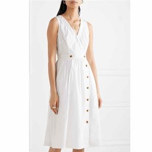 J. Crew Rosina Cotton Poplin Wrap Dress Midi Buttons Sleeveless White